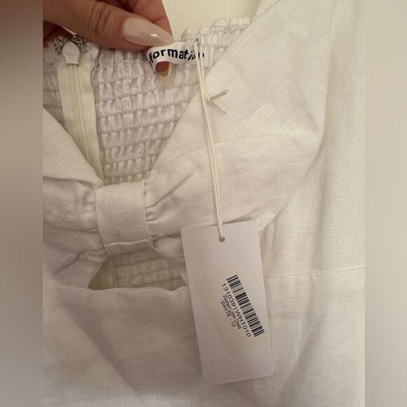 NWT Reformation White Pearson Linen Mini Dress Size 10 - Picture 7 of 7